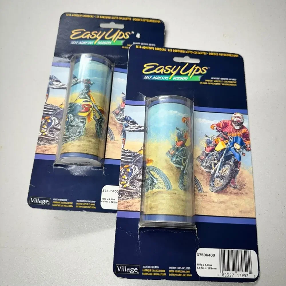 Vintage Motor Cross Easy Ups Wallpaper Border Set Of Two Room Decor Man Cave
